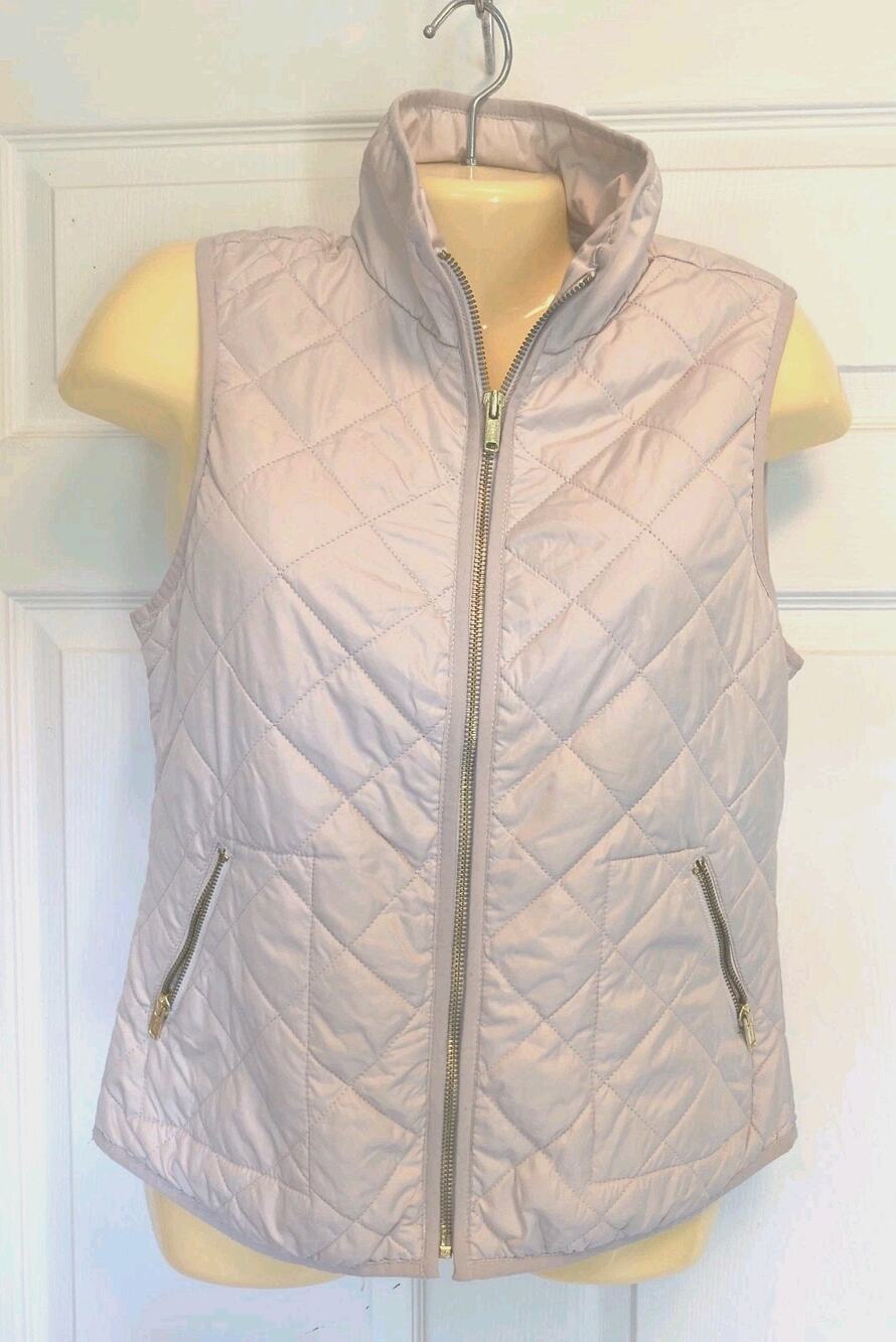 Old Navy Women's Quilted Full Zip Vest w/ Pockets Beige XS Sleeveless